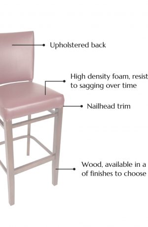 Featuring an upholstered back, high density foam, resistant to sagging over time, nailhead trim, and wood, available in a variety of finishes to choose from!