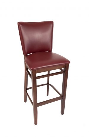 Trendler's Sofia Wood Upholstered Bar Stool with Back in Red