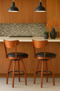 Trendler Stefano Wood Bar Stools in Mid-Century Modern Kitchen