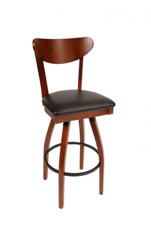 Trendler's Stefano Wood Swivel Bar Stool with Curved Back