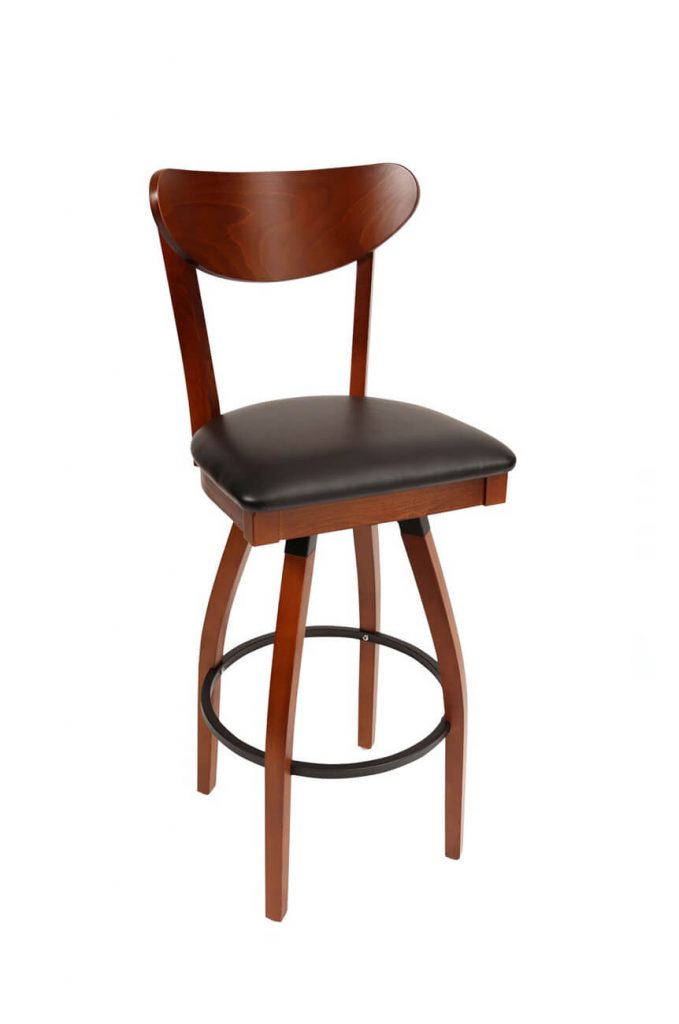 Trendler's Stefano Wood Swivel Bar Stool with Curved Back