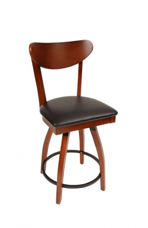 Trendler's Stefano Wood Swivel Counter Stool with Curved Back