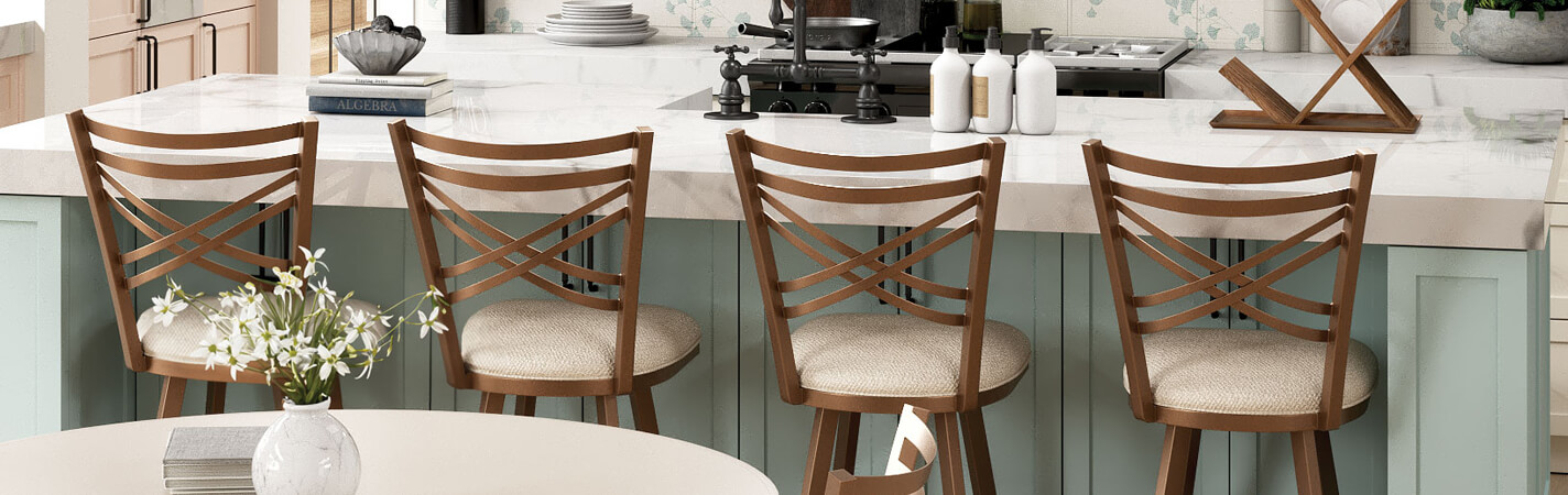 Featuring the Raleigh Bar Stools by Wesley Allen