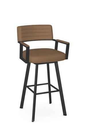 Amisco's Albert Brown Swivel Bar Stool with Arms