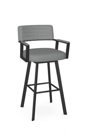 Amisco's Albert Comfortable Kitchen Island Black Bar Stool with Arms