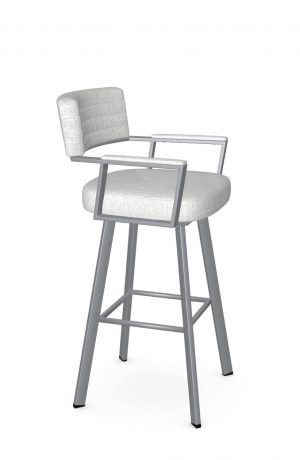 Amisco's Albert Silver Swivel Bar Stool with Arms - Side