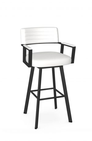 Amisco's Albert Swivel Bar Stool with Arms and Padded Seat and Padded Back