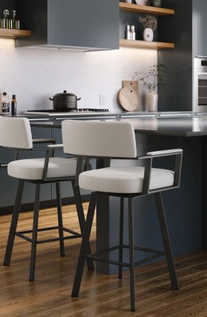 Amisco's Albert Swivel Bar Stools with Arms in Modern Kitchen
