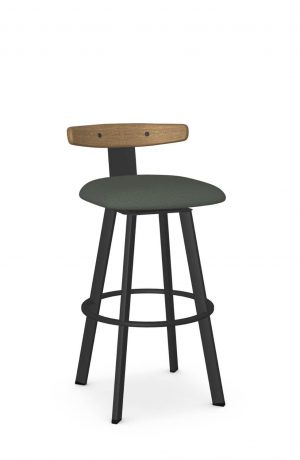 Amisco's Asher Scandinavian Kitchen Island Bar Stool with Low Back in Green