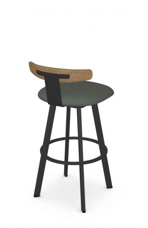 Amisco's Asher Scandinavian Kitchen Island Bar Stool with Low Back in Green - Back View