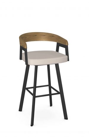 Amisco's Carmela Scandinavian Swivel Bar Stool with Curved Back