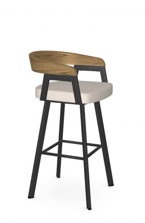 Amisco's Carmela Scandinavian Swivel Bar Stool with Curved Back - View of Side