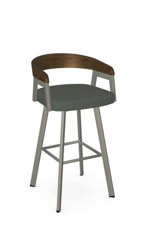 Amisco's Carmela Taupe Metal Swivel Bar Stool with Green Fabric