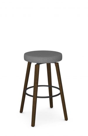 Amisco's Walden Wood Backless Swivel Bar Stool with Seat Cushion