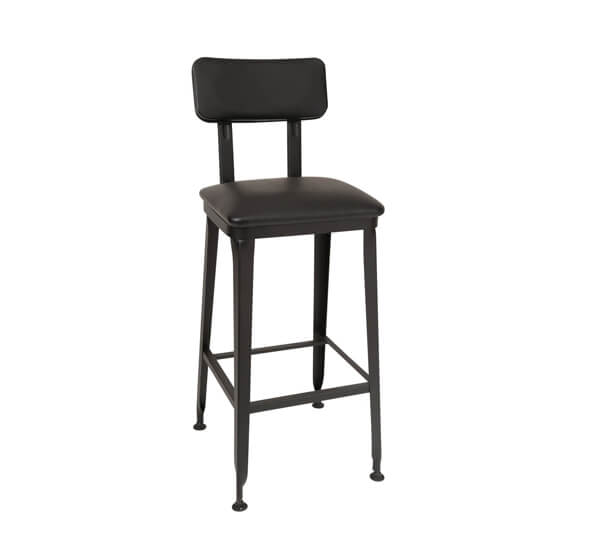 Industrial Black Bar Stool with Back