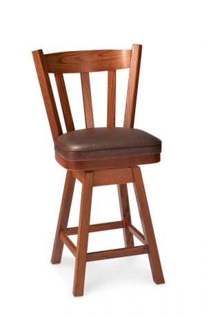 Simply Amish's Kenneth Swivel Wood Bar Stool with Slat Back