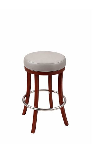Trendler's 1108 Cherry Backless Wood Bar Stool with Round Seat in Gray