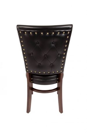 Trendler's Barbara Black Dining Chair (wood) with Black Vinyl - Backside with Tufted Back