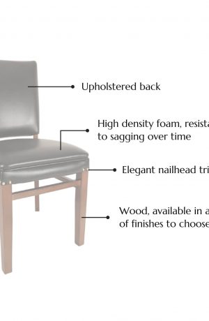 Featuring an upholstered back and seat, high density foam which resists sagging over time, nailhead trim along the front side of the the seat, and it's made of beechwood which is available in a variety of finishes to choose from!
