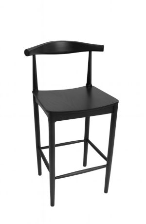 Trendler's Charlotte Black Mid-Century Modern Back Bar Stool with Curved Back