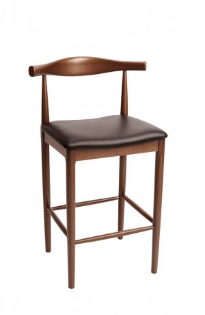 Trendler's Charlotte Mid-Century Modern Medium Cherry Brown Wood Bar Stool in Natural Wood Finish