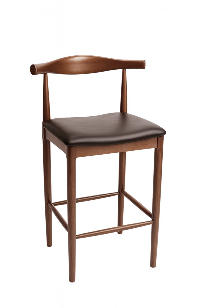 Trendler's Charlotte Mid-Century Modern Medium Cherry Brown Wood Bar Stool in Natural Wood Finish