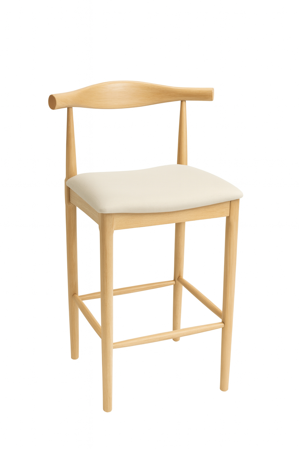 Trendler's Charlotte Mid-Century Modern Wood Bar Stool in Natural Wood Finish