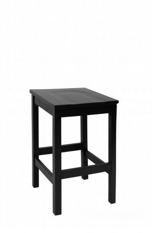 Trendler's Harris Square Backless Black Wood Barstool with Wood Seat