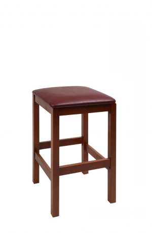 Trendler's Harris Square Backless Wood Barstool with Seat Cushion