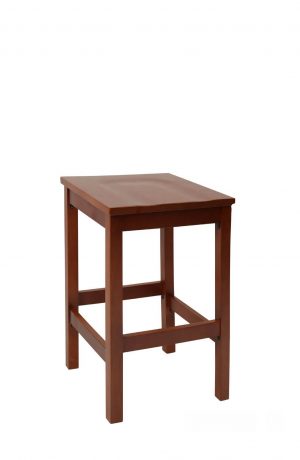 Trendler's Harris Square Backless Wood Barstool with Wood Seat