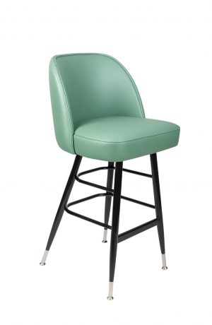 Trendler's HD Modern Metal Upholstered Bar Stool with Green Vinyl on Back and Seat