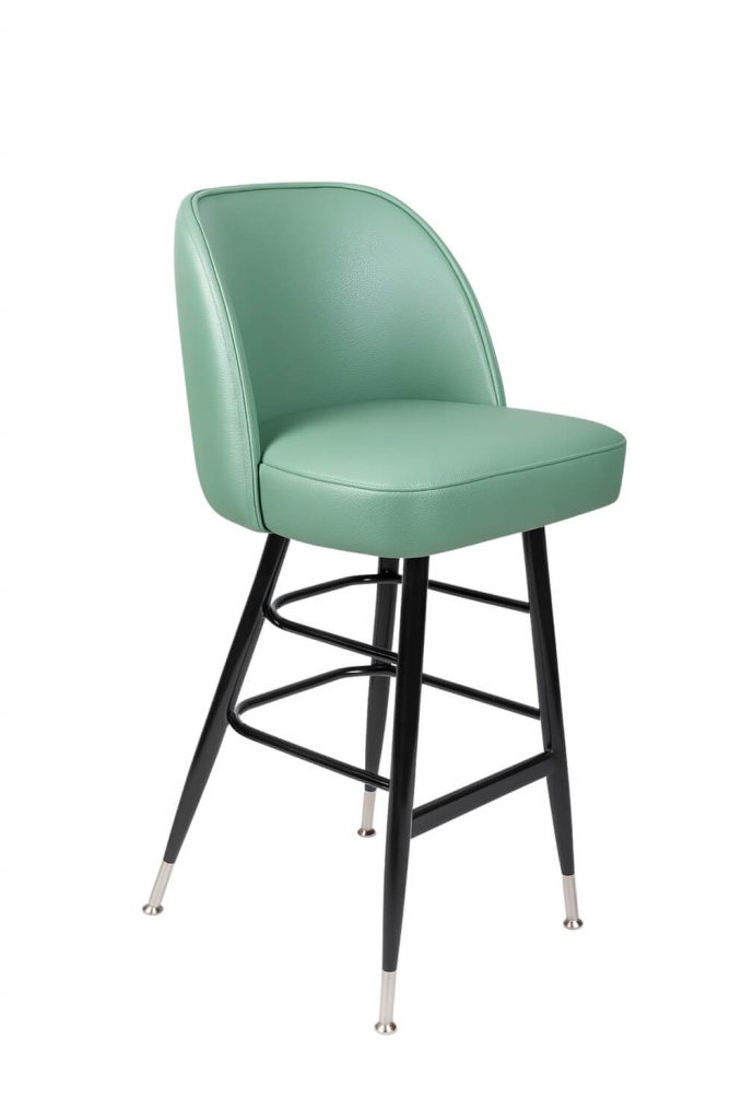 Trendler's HD Modern Metal Upholstered Bar Stool with Green Vinyl on Back and Seat