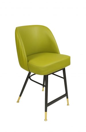 Trendler's HD Modern Metal Upholstered Counter Stool with Green Vinyl on Back and Seat