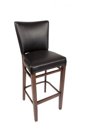 Trendler's Jacob Traditional Wood Bar Stool with Back in Black Vinyl