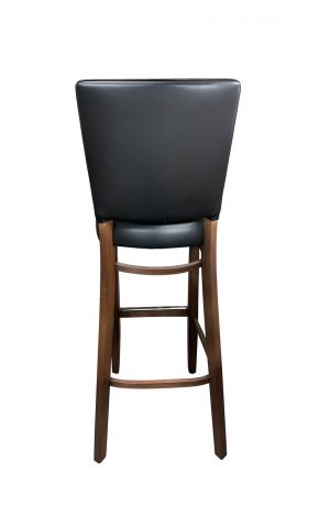 Trendler's Jacob Traditional Wood Bar Stool with Back in Black Vinyl - Back View