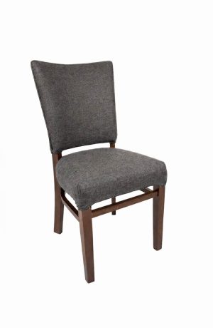 Trendler's Jacob Walnut Wood Dining Chair Upholstered in Gray Fabric