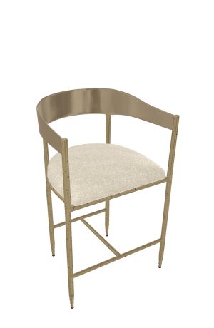 Wesley Allen's Lorenzo Hammered Brass Modern Bar Stool with Arms