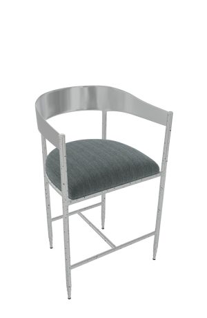Wesley Allen's Lorenzo Hammered Silver Modern Bar Stool with Arms