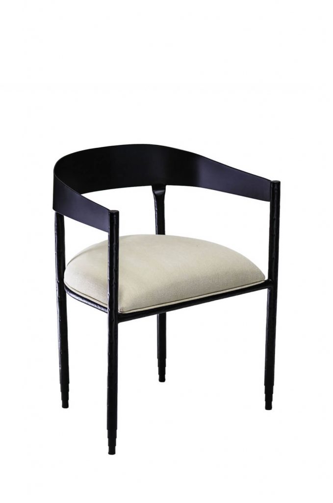 Wesley Allen's Lorenzo Modern Dining Arm Chair with Curved Back
