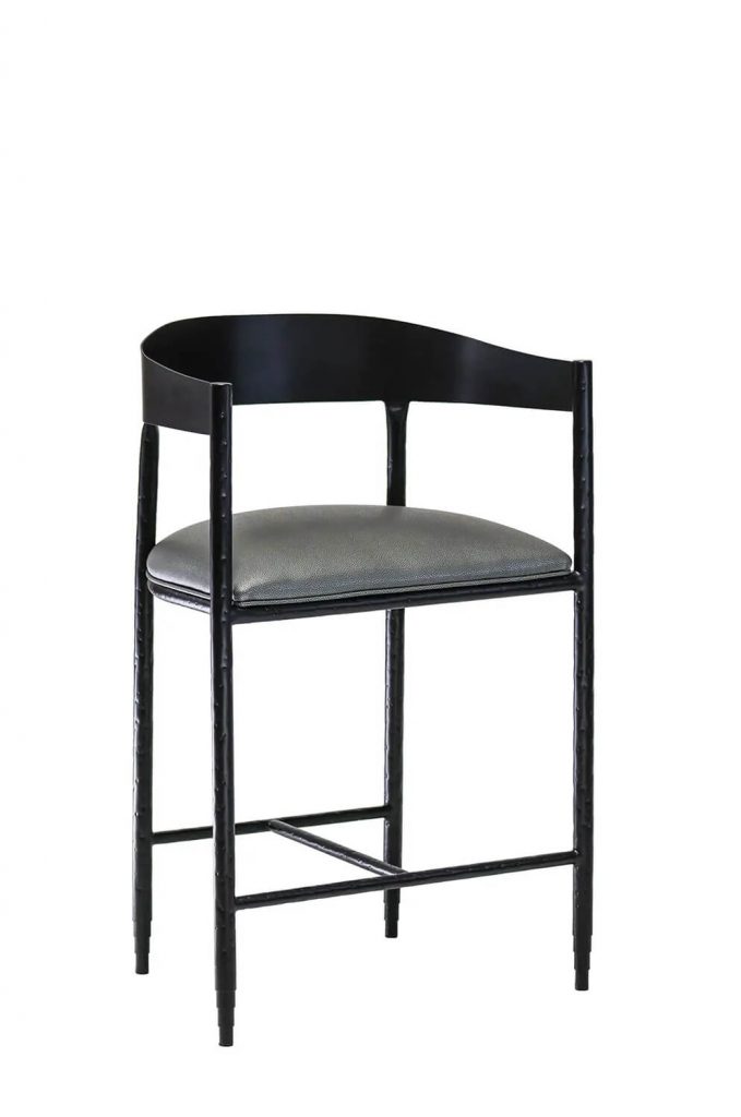 Wesley Allen's Lorenzo Modern Metal Bar Stool with Arms Low Back