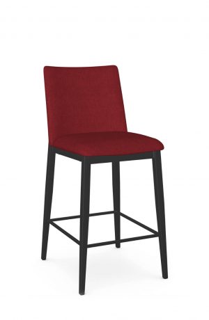 Amisco's Charlotte Black Modern Bar Stool with Red Fabric