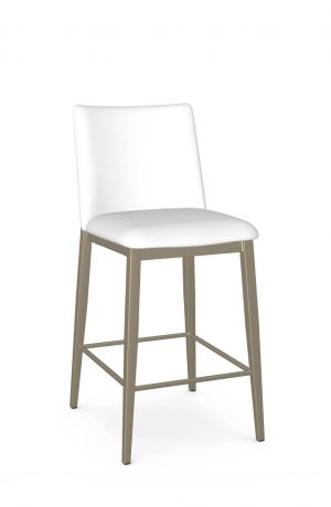 Amisco's Charlotte Champagne Gold Modern Bar Stool with White Seat and Back Cushion