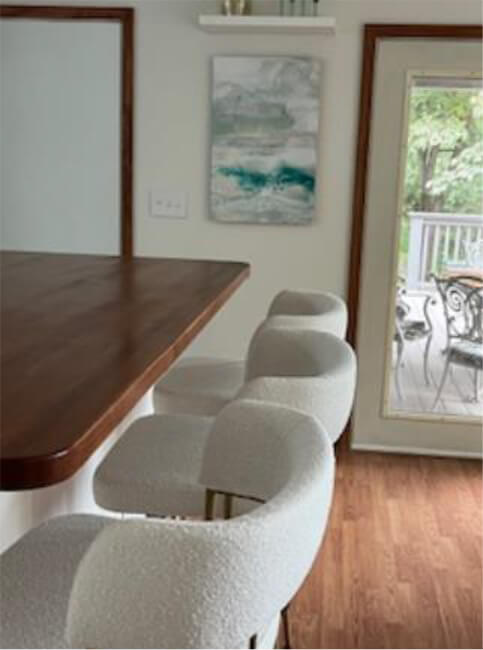 Amisco's Enya modern swivel bar stools in customer's kitchen