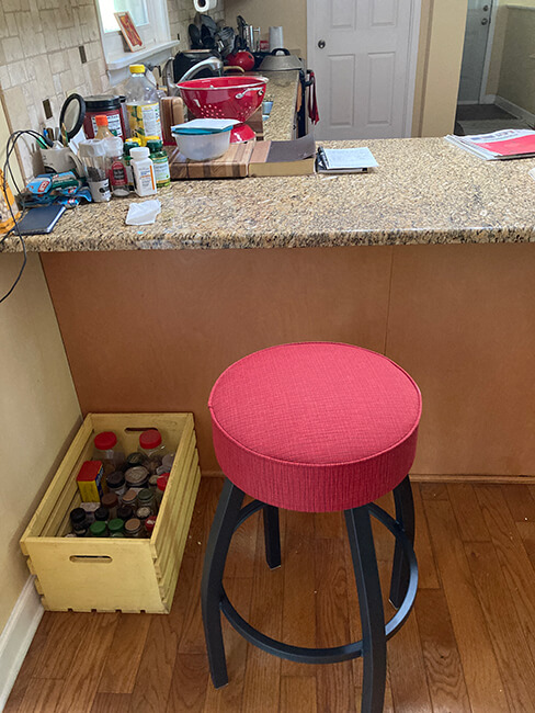 Holland's C8B1 Black Backless Swivel Bar Stool in Customer's Home