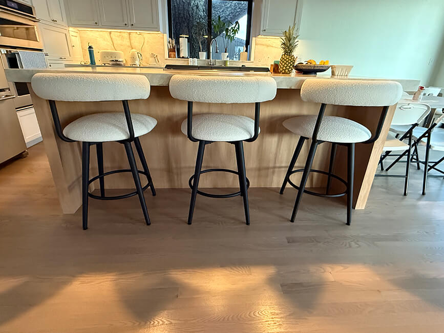 Amisco's Barbara Swivel Stool with Back in Customer's Kitchen