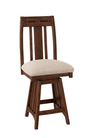 Aspen Brown Oak Wood Swivel Bar Stool with High Back