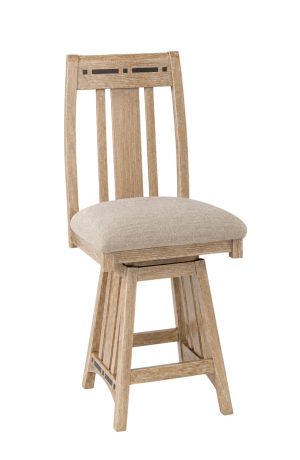 Aspen Natural Oak Wood Swivel Bar Stool with High Back