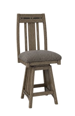 Aspen Taupe Oak Wood Swivel Bar Stool with Back