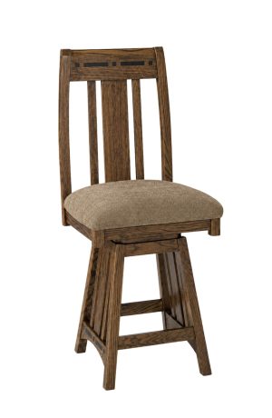 Aspen Whiskey Oak Wood Swivel Bar Stool with Back