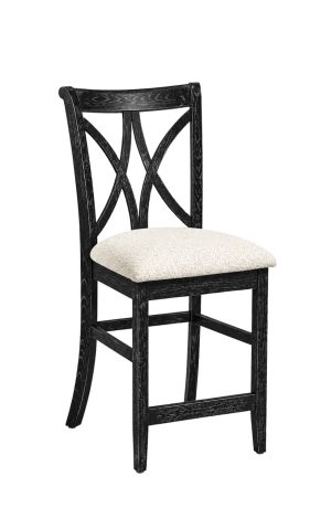 Hanna Black Oak Wood Bar Stool with X Back